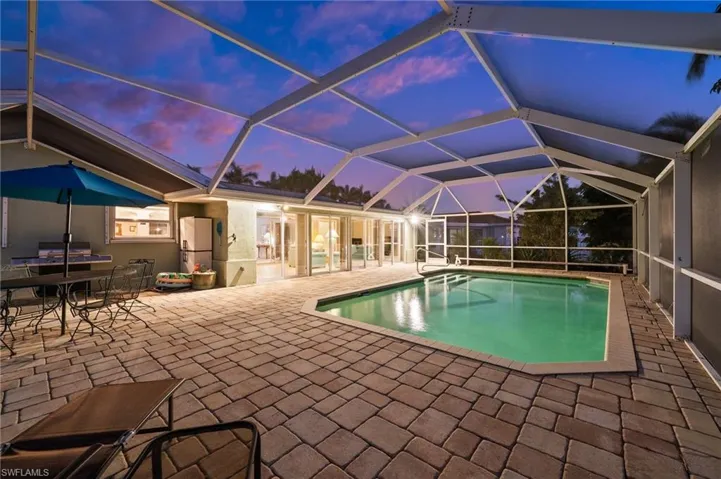 Large Paver Patio is great for entertaining in the Evening