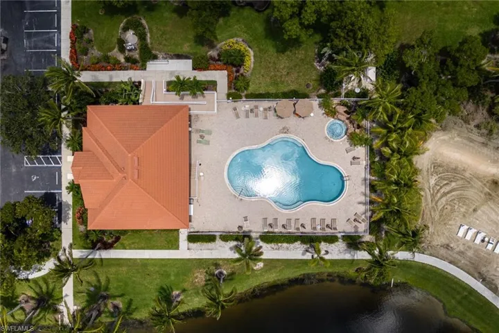 Aerial view of a pool area