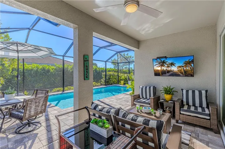 Screened in Covered Patio overlooking pool