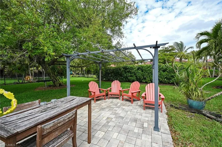 View of patio with outdoor dining area