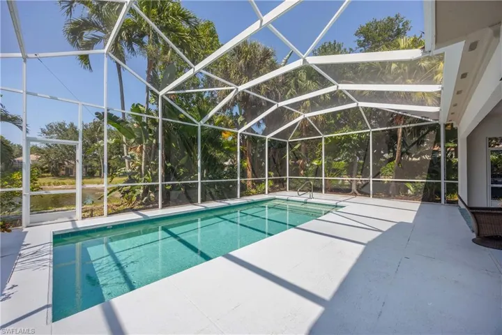 Swimming pool with a patio and a lanai