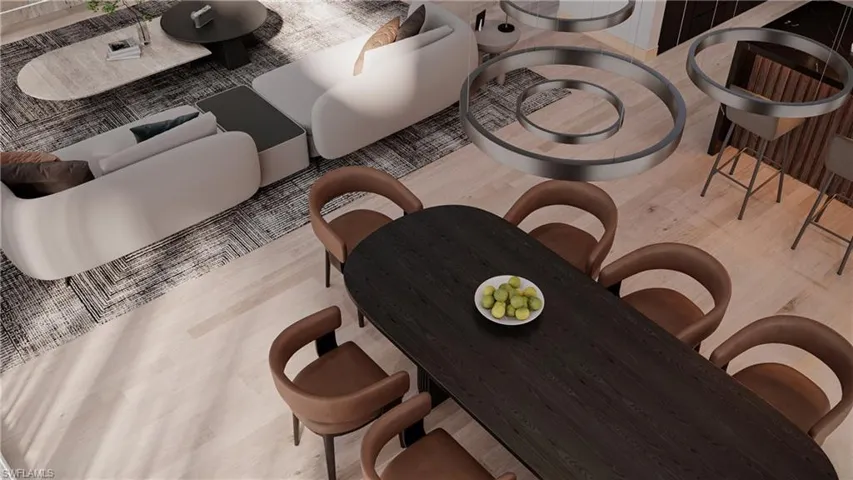 Dining area featuring light wood-style floors