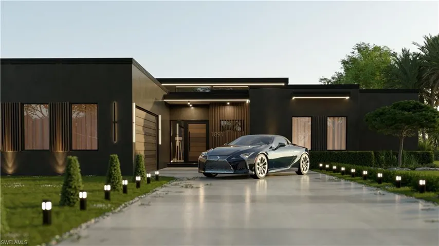 Contemporary home with concrete driveway