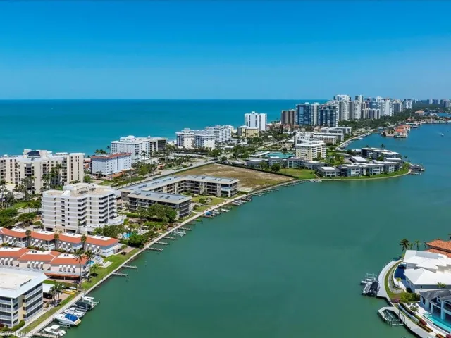 View of urban area with a large body of water