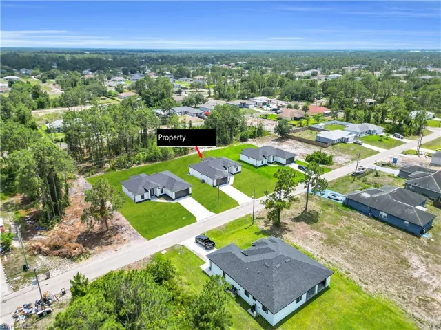 Aerial perspective of suburban area