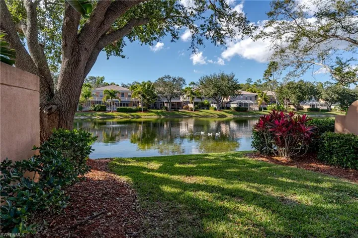 Lake view behind home