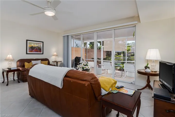 Large living room with ceiling fans