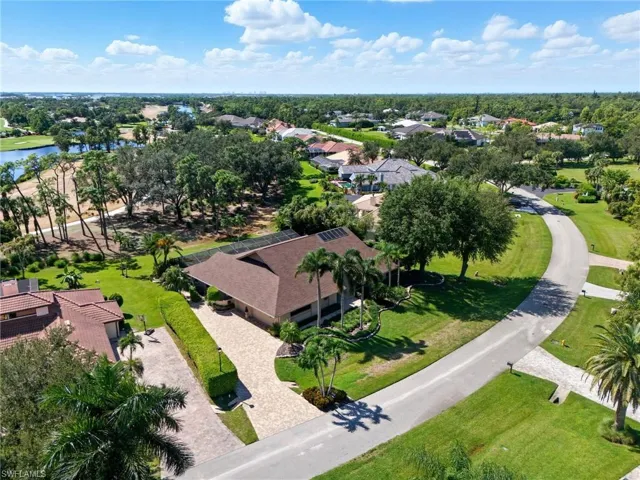 Aerial perspective of the home and surrounding area.