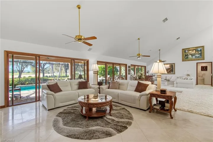 Light, bright and open living area with vaulted ceilings.