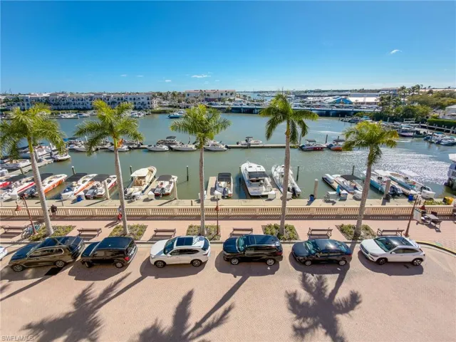 Water view with numerous boat docks