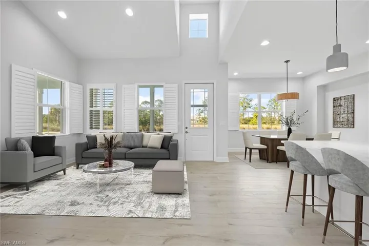 Virtually staged main living area.