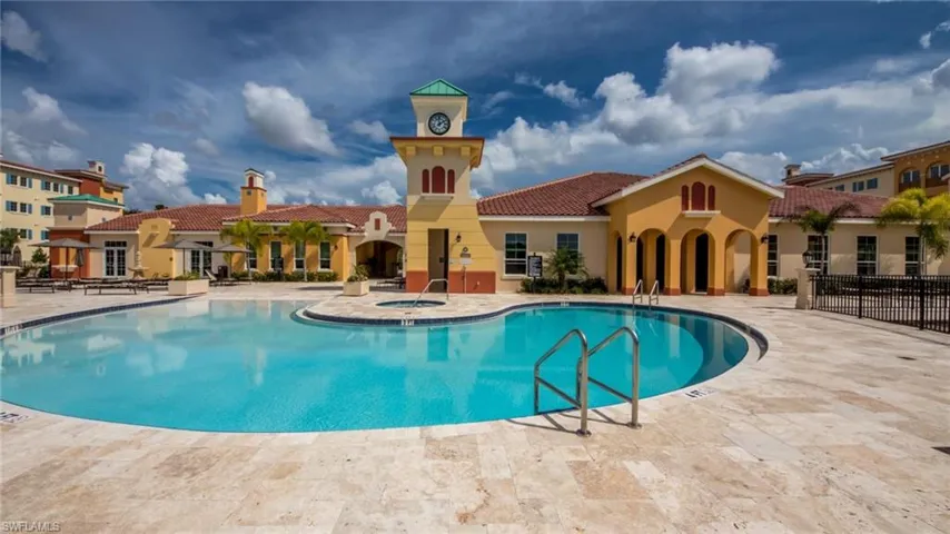 View of pool with a patio and a hot tub