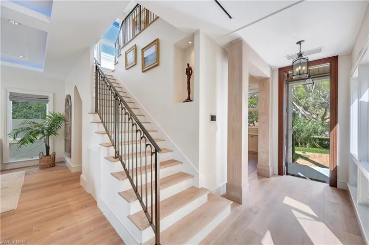 Foyer entrance featuring light wood-type flooring and recessed lighting