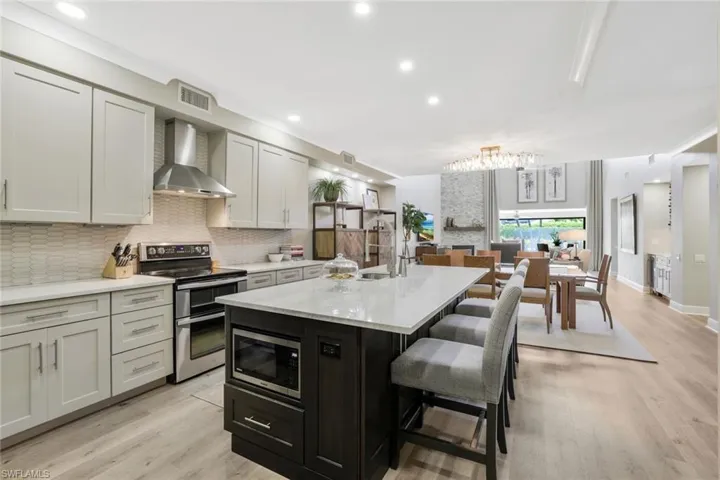 Island is 8.5' x 4' - With Tuck Away Microwave, Electric in Island for Small Appliances