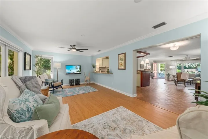 Family Room with crown molding