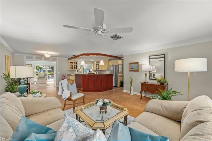 Living area open to Kitchen/ Dining