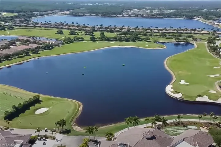 Bird's eye view featuring a residential view, a water view, and golf course view