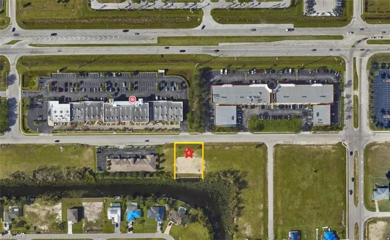 Aerial overview of property's location with property boundaries highlighted