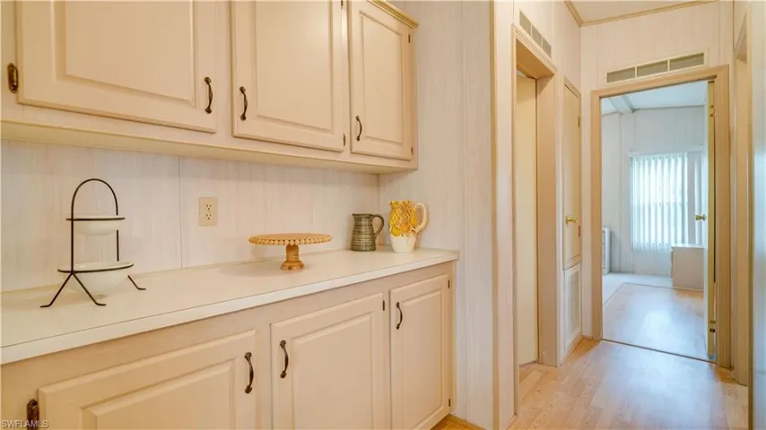 Just steps from the dining area; storage, storage, storage.