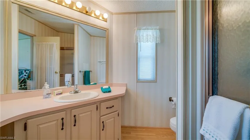 The stand-alone shower is nice size.