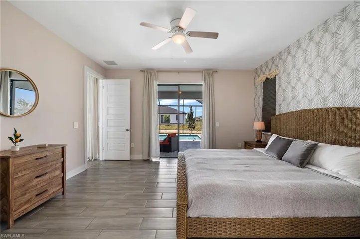 Master/ Primary Suite with view of the pool