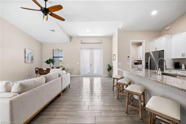 Entryway and open concept living