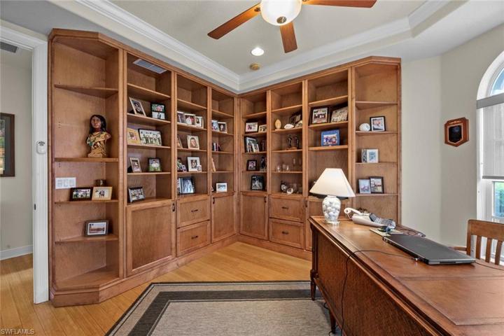 Study/office has built-in shelving/storage