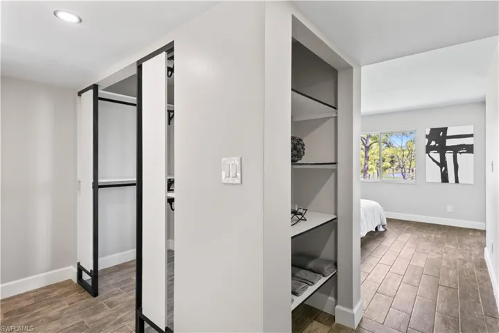 Unique and stylish new closet space that elevates storage with contemporary finishes and thoughtful details.