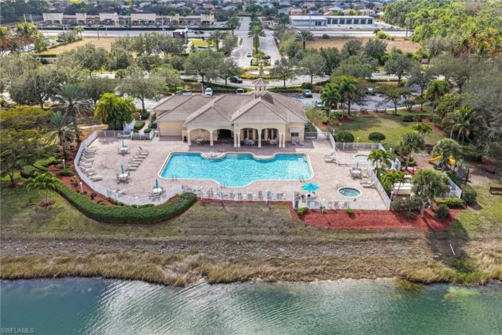 Drone / aerial view of a pool