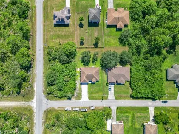 Aerial perspective of suburban area