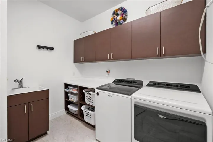 Laundry room with added storage, laundry sink