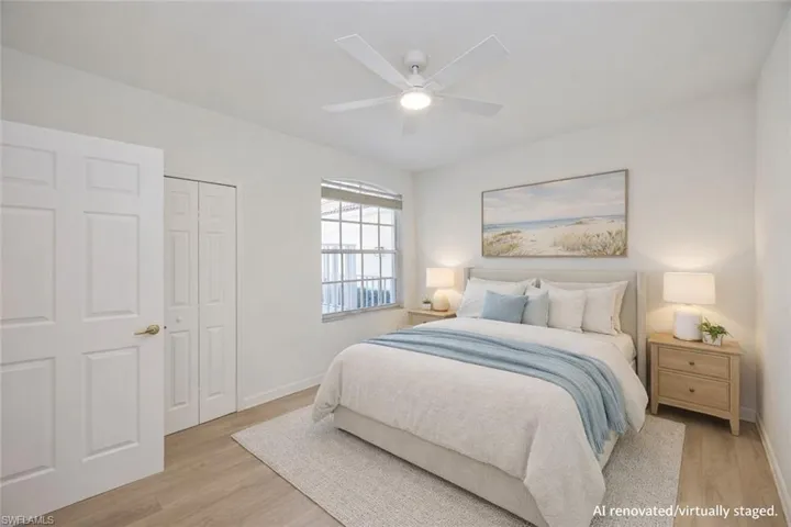 AI Renovated/Virtually Staged. Guest Bedroom has newer carpet and a new fan