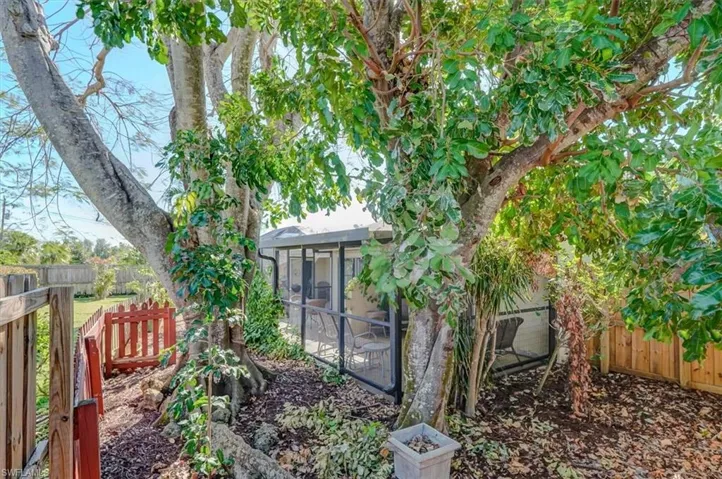 View of yard featuring a sunroom and a fenced backyard