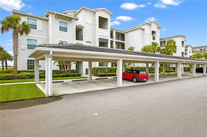 View of covered parking lot