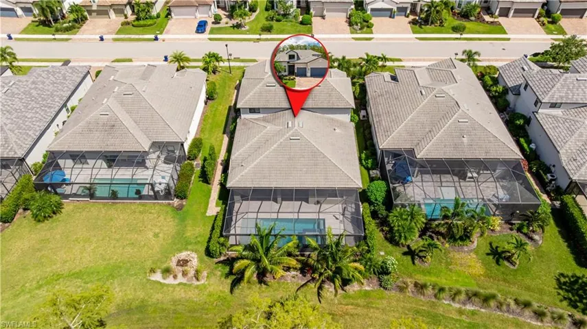 Aerial perspective of suburban area