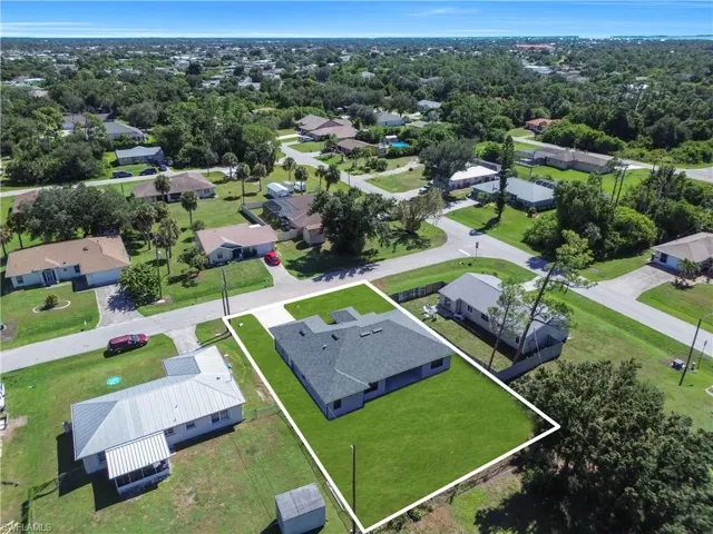 Aerial perspective of suburban area