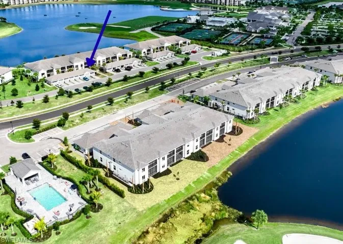 Drone / aerial view of a large body of water