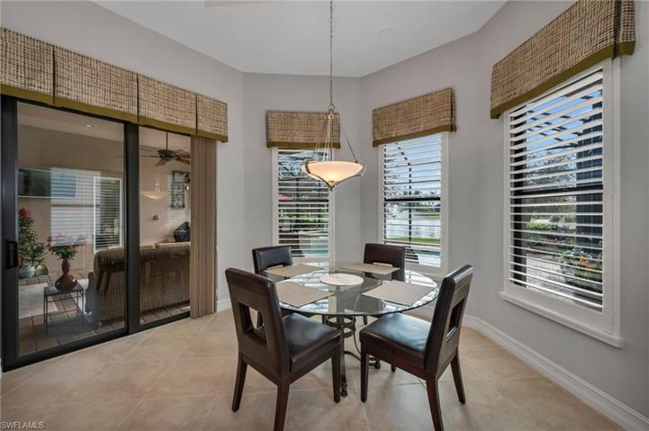 Enjoy coffee and plan your day in this sunny breakfast room.