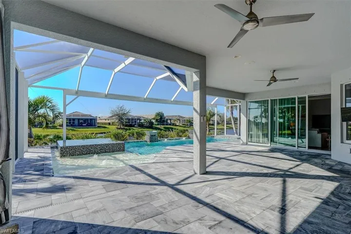 Lanai facing south.  Entrance to Family room, Living Room and Master bedroom.