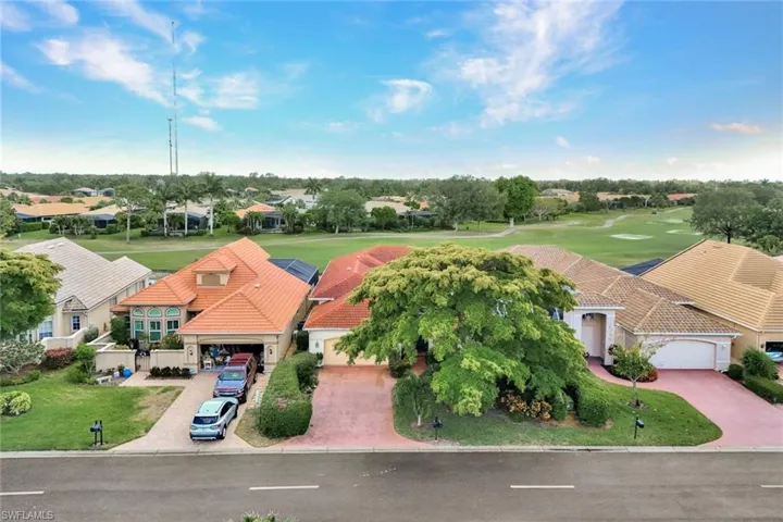 Aerial view of the front of the home.