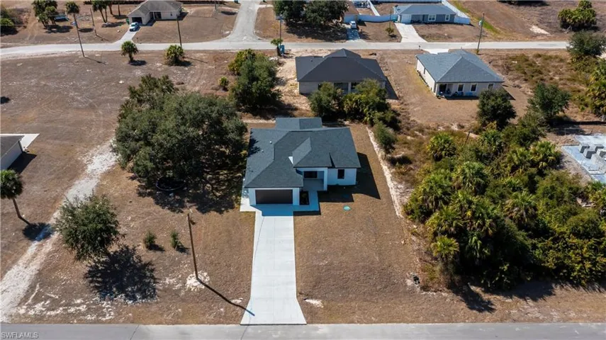 Aerial perspective of suburban area