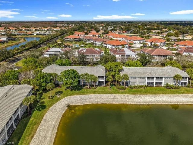 Bird's eye view of a nearby body of water