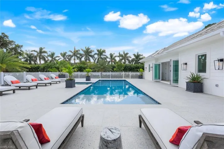 View of swimming pool with a patio