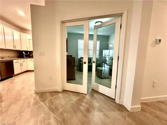 French doors to den