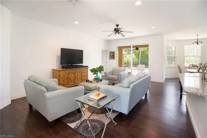 Living room featuring dark hardwood  flooring
