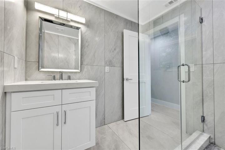 Guest bathroom is simply stunning.