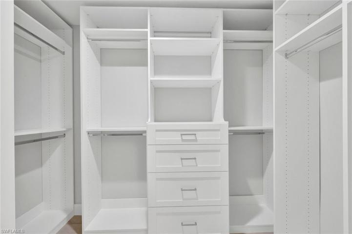 Custom closets in the primary suite.