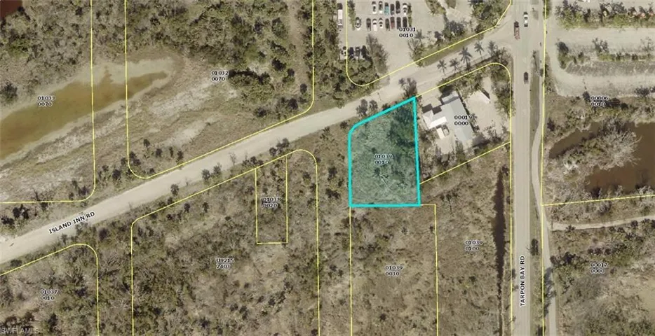Aerial view of property's location with property boundaries highlighted