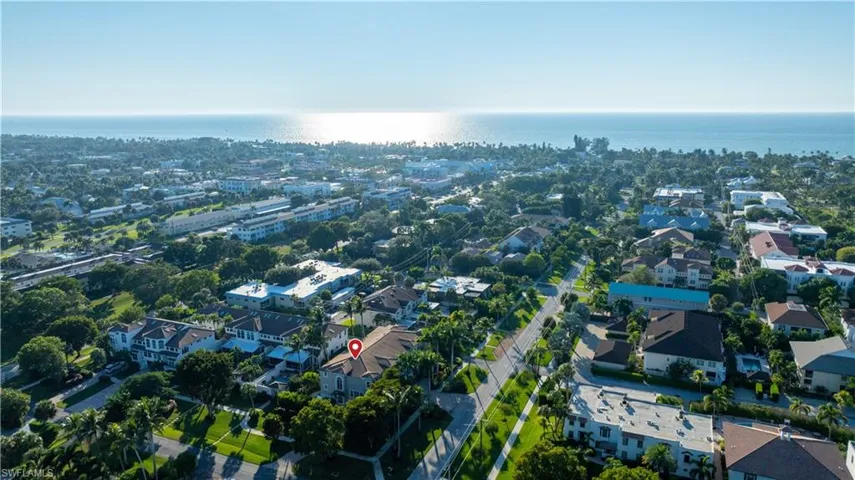 Drone / aerial view of a nearby body of water