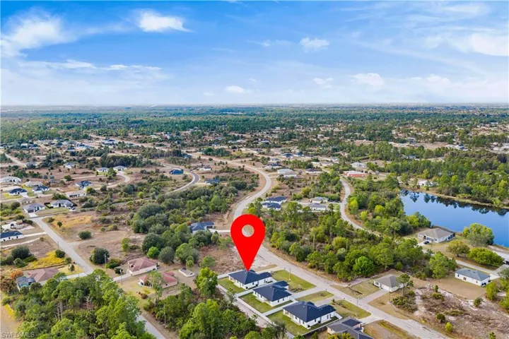 Aerial perspective of suburban area